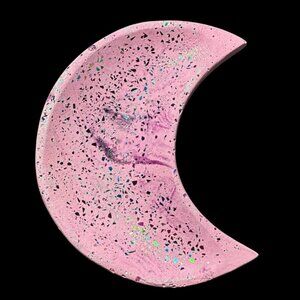 Pink Eco Resin Half Moon Trinket Dish | Jewelry Dish | Ring Dish